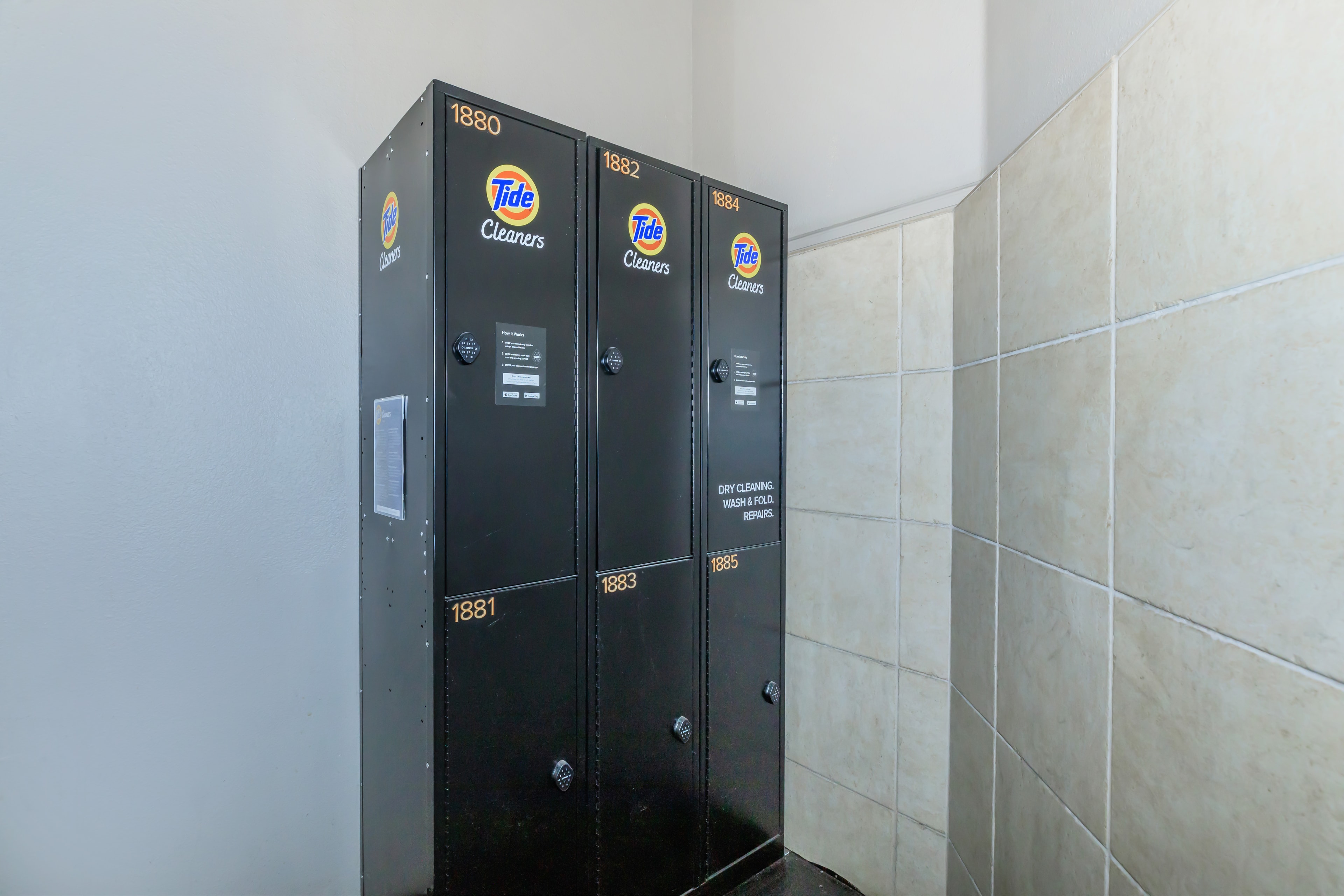 Tide Cleaners dry cleaning lockers in building