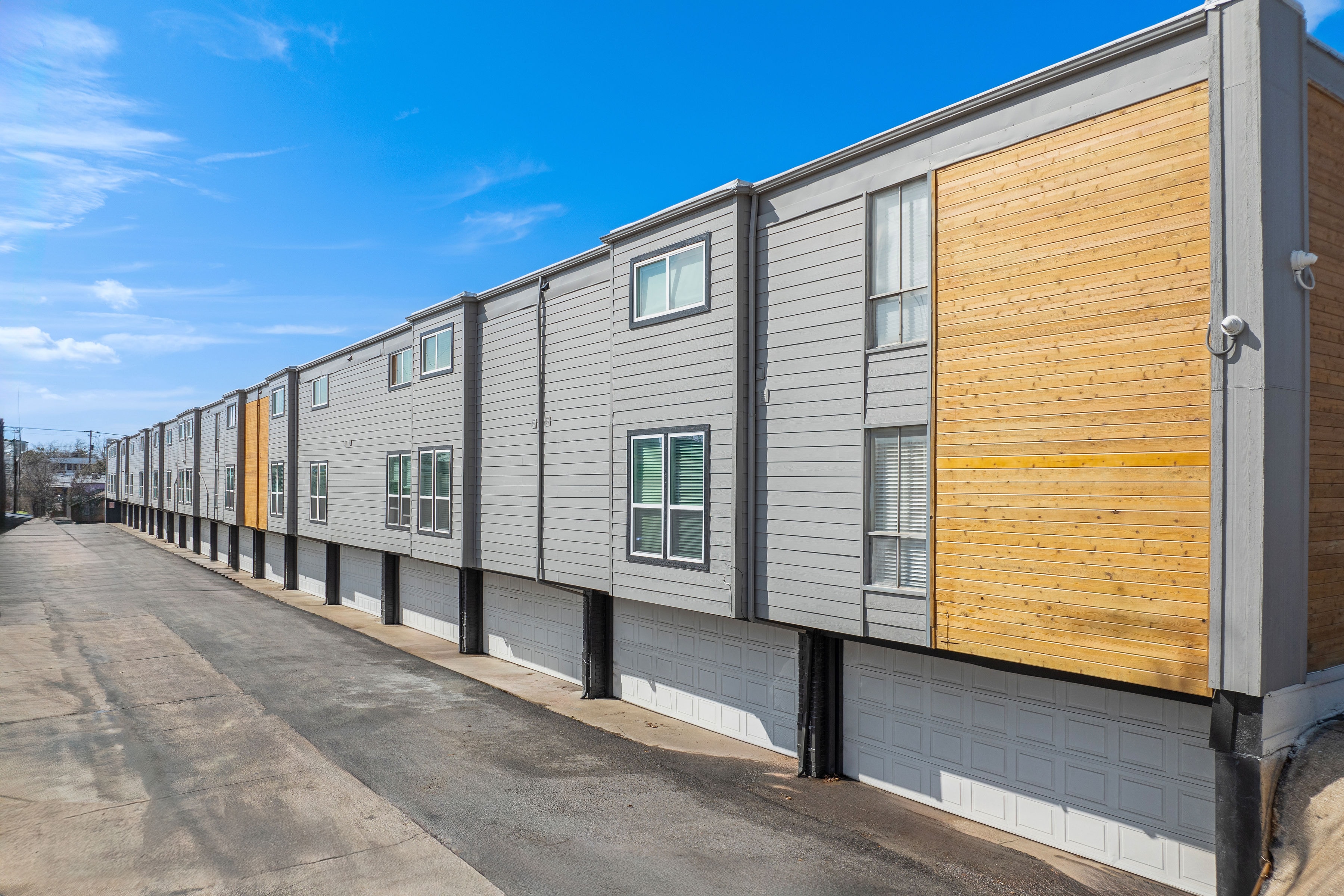 Wesley exterior building with garage parking
